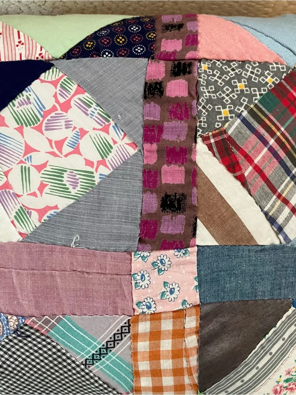 VTG Hand Pieced Scrap Crazy Patchwork Throw  Pillows Primitive Farmhouse Cottage